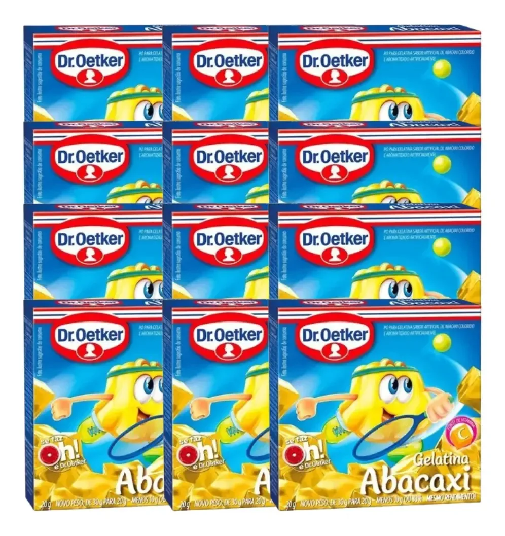 Kit 12 Gelatina Dr. Oetker Sabor Abacaxi 20gr
