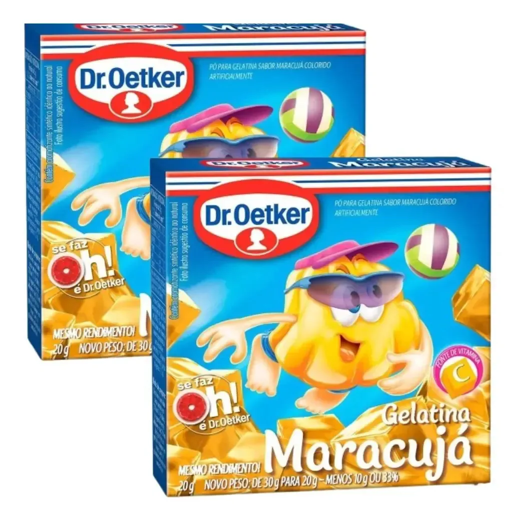 Kit 2 Gelatina Dr. Oetker Sabor Maracujá 20gr