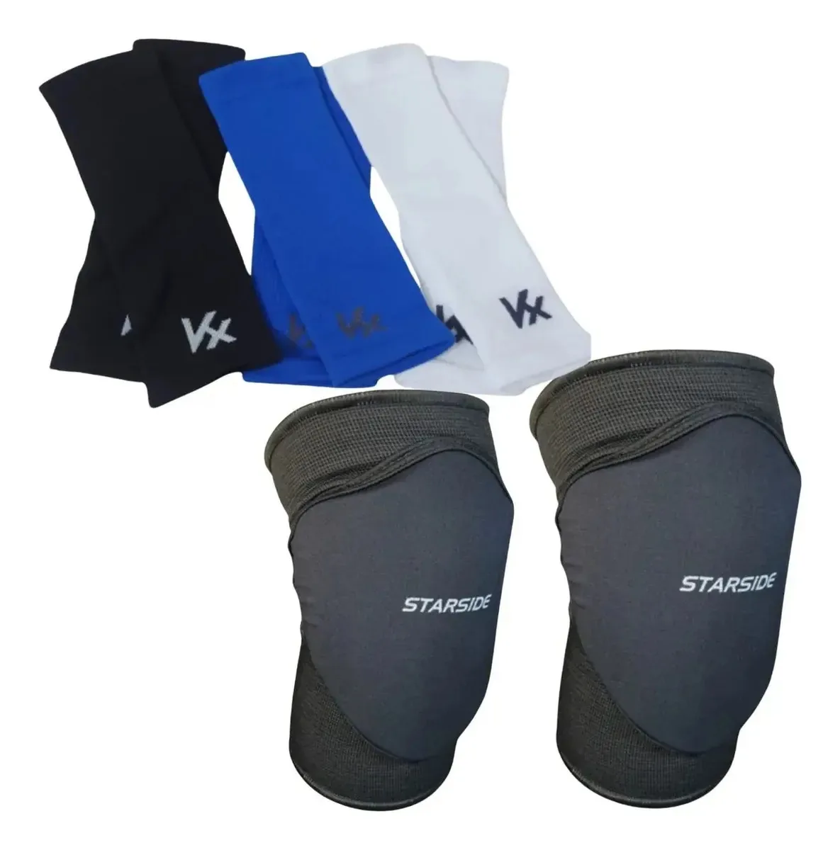 Kit Volei - Joelheira Voleibol E Manguito Curto Kanxa Cor Azul Tamanho G