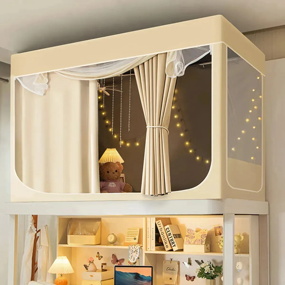 Mosquiteiro Solteiro Com Cortina Blackout 88*188cm |ohté Cor Bege