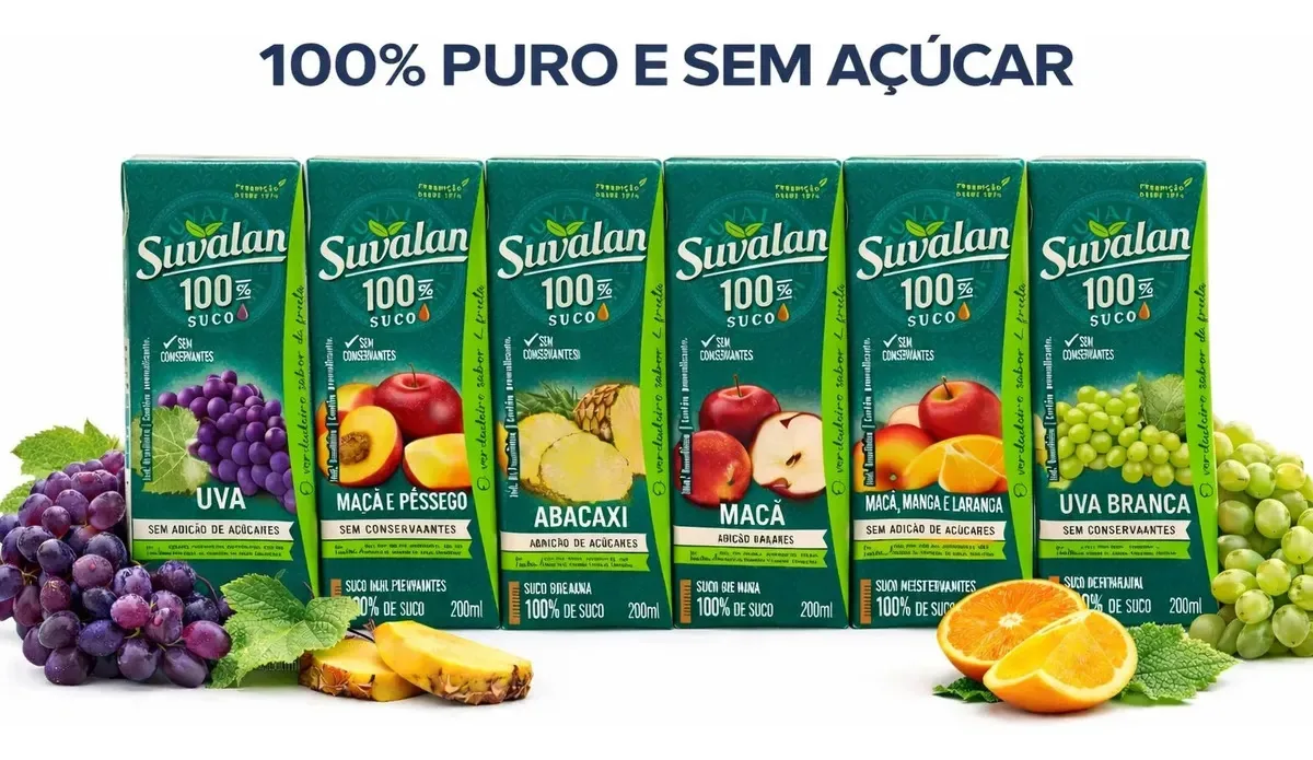 Kit 24 Refresco Suco Sem Açúcar 100% Fruta - Sabor Sortido