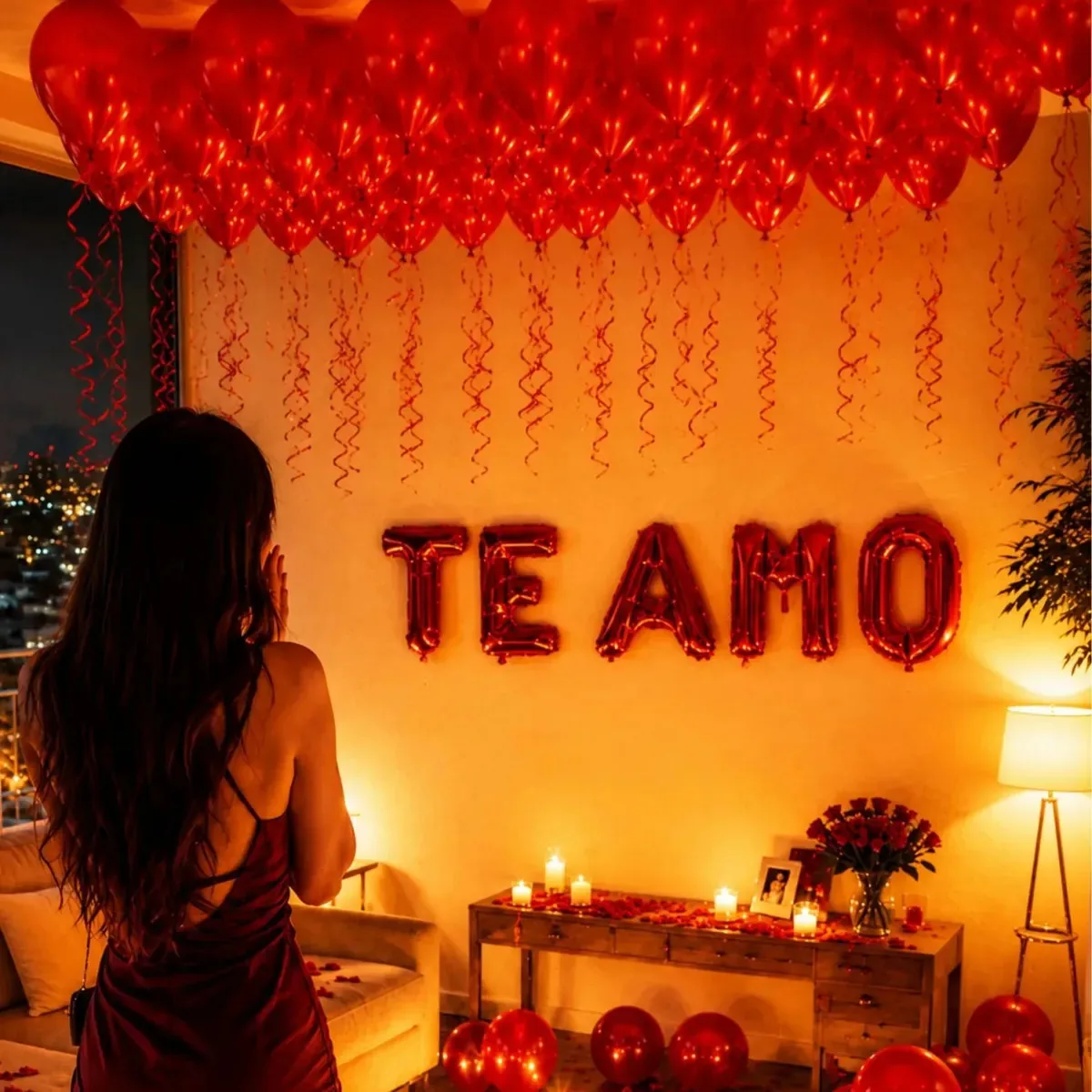 Kit Balões Te Amo: Balão Metalizado e 25 Balões Vermelhos para Decoração Romântica