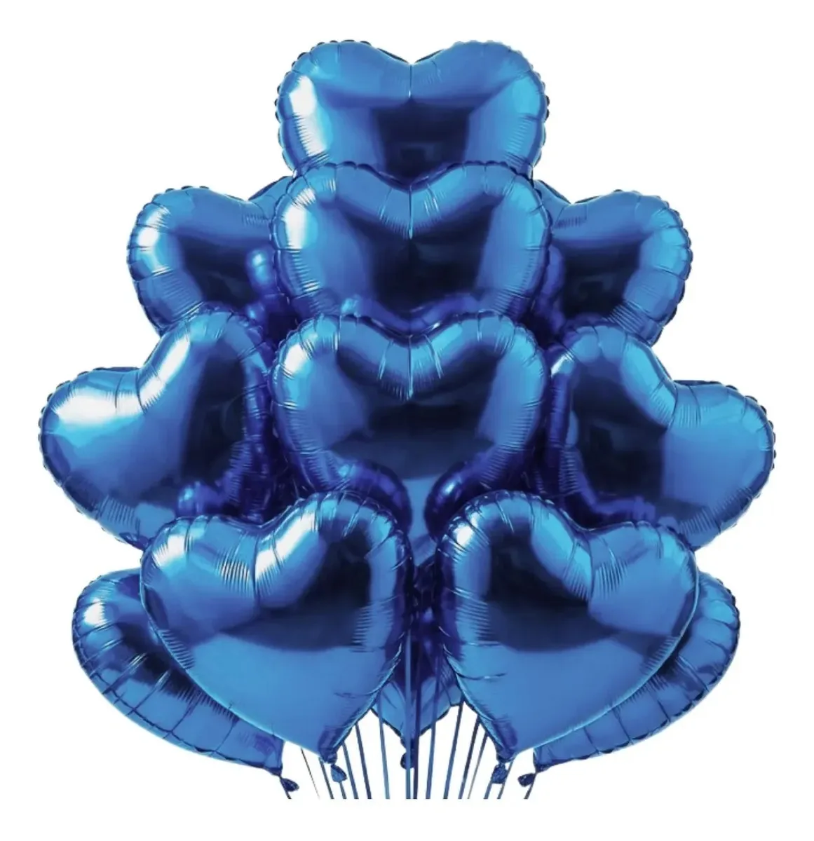 Kit 10 Pçs Balão Coração Metalizados Decoração Festa Azul-escuro