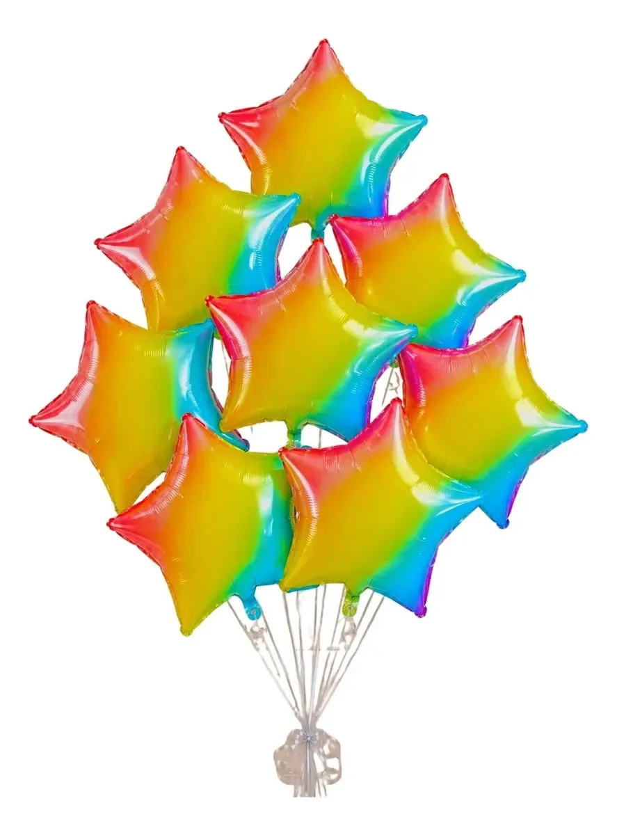 10 Balão Estrela 45cm Decoração Festa Arco-íris Pride Colorido