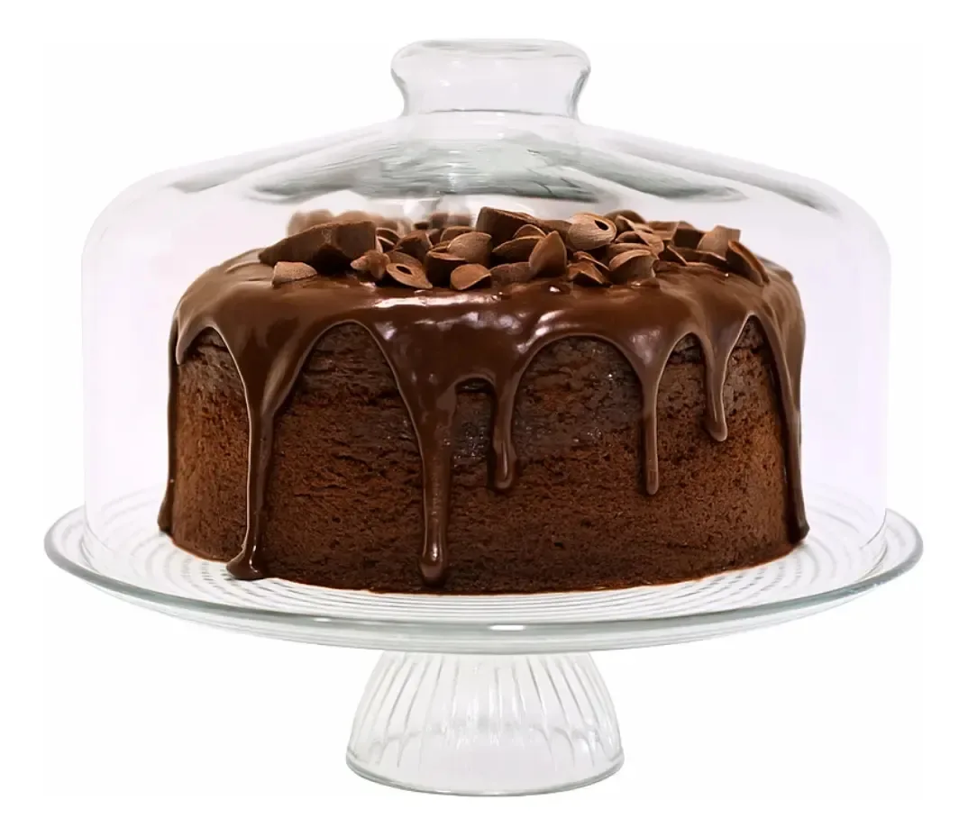 Boleira De Vidro Com Base Bolos Padaria Hotel Buffet Transparente