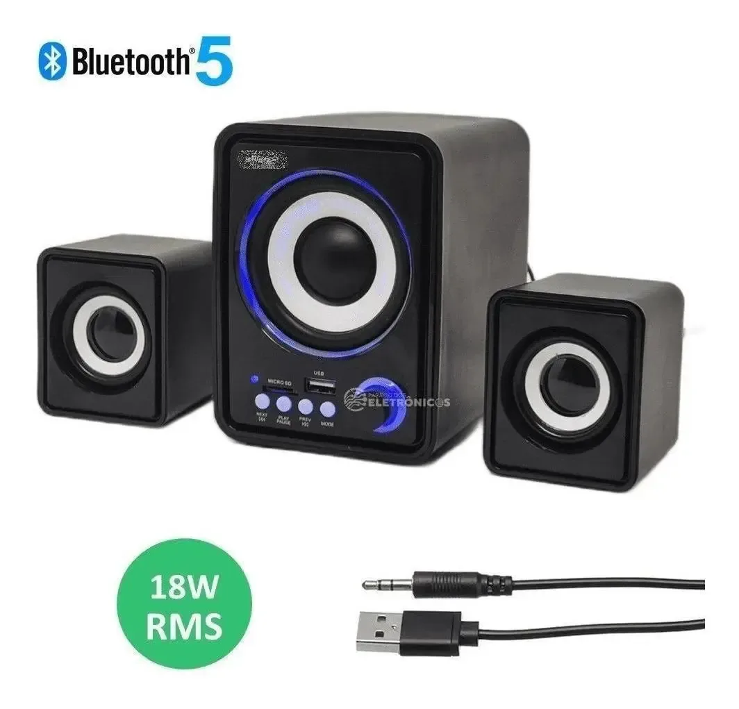Caixa D Som Multimidia Bluetooth 2.0 Usb Mini Subwoofer Led