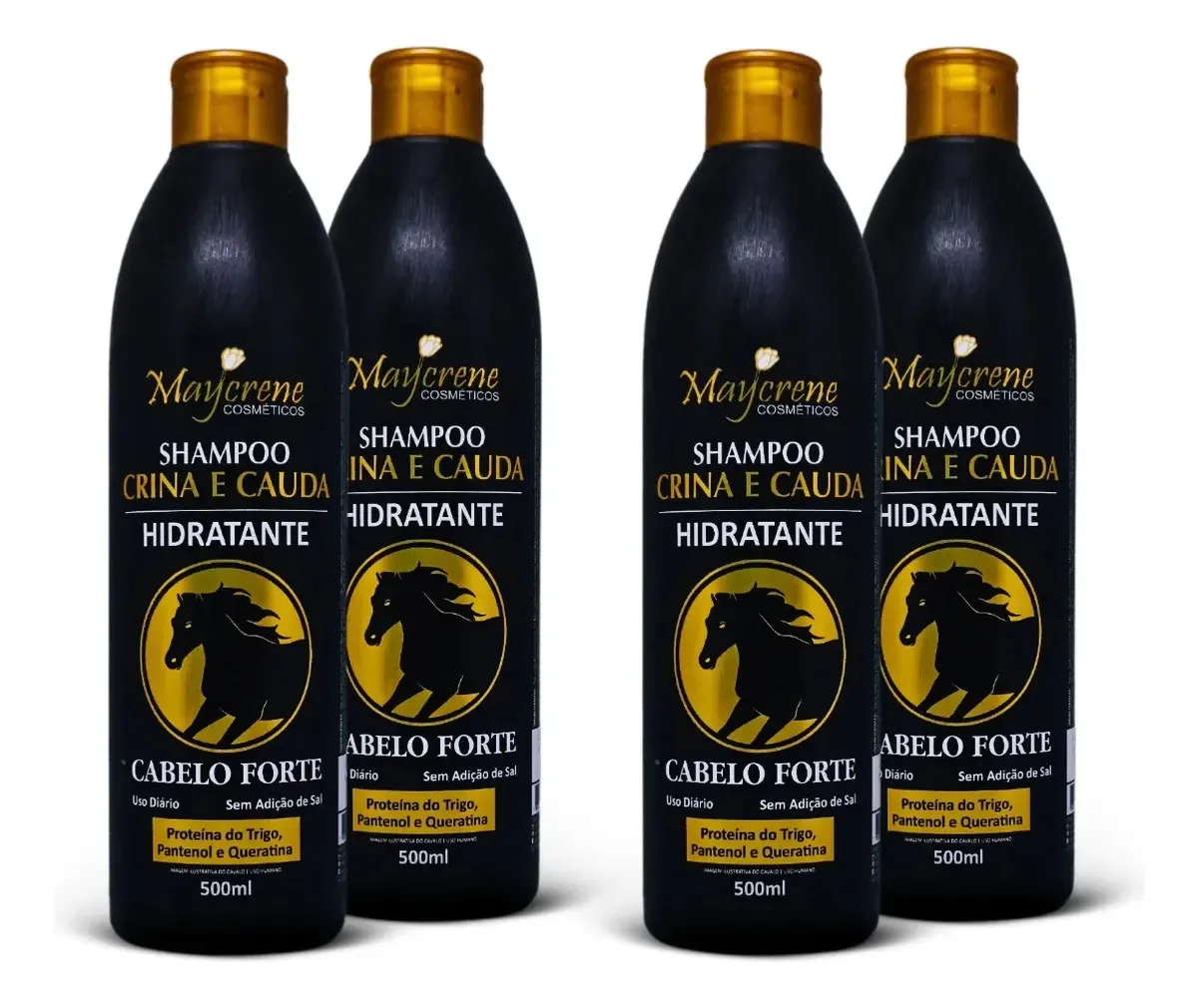 4 Shampoos Crina E Cauda Força E Brilho Maycrene 4x500ml