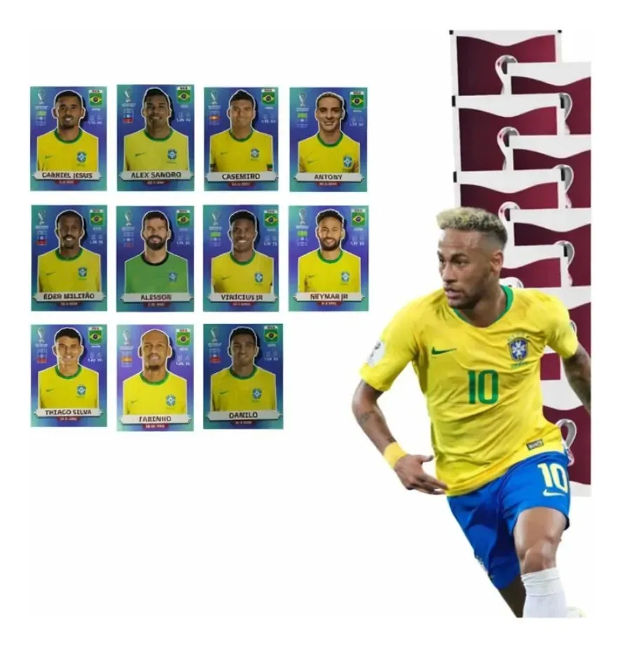 Pack Figurinhas Brasil Copa 2022 Completa Cromos Premium Vinícius Jr Premium