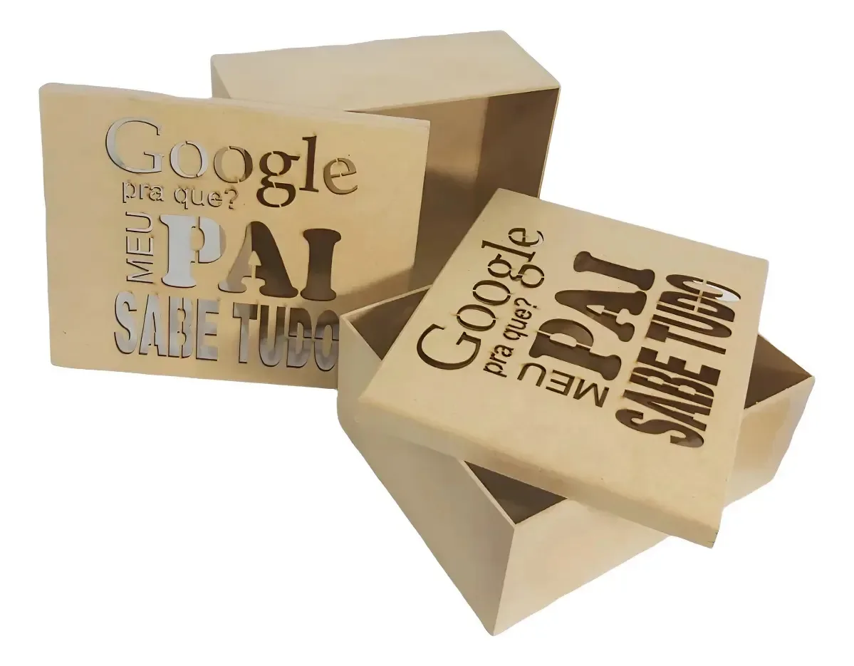 2 Caixas Presente Dia Dos Pais Mdf Cru Tampa Sapato 25x20 Cm