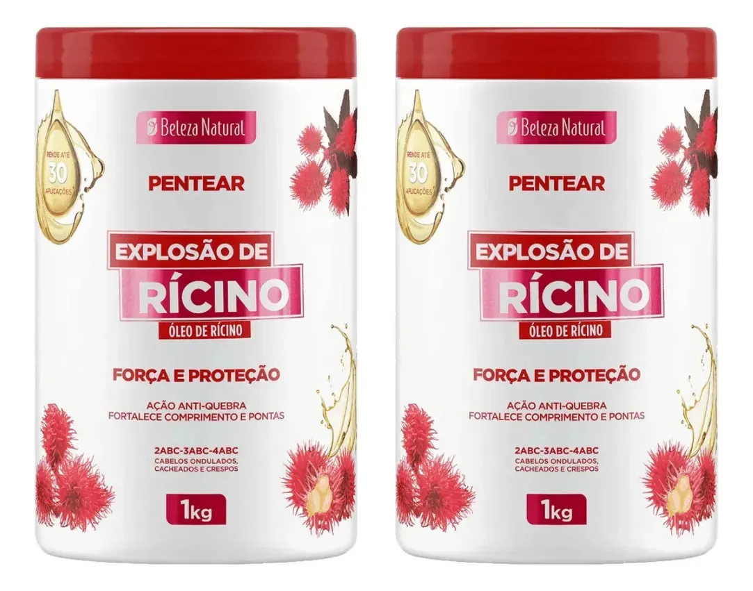 2 Creme Para Pentear Beleza Natural 1kg Explosao Ricino