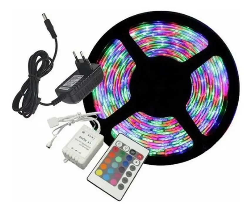 Fita Led 5050 Com Silicone Ip65 Rgb+controle E Controlador