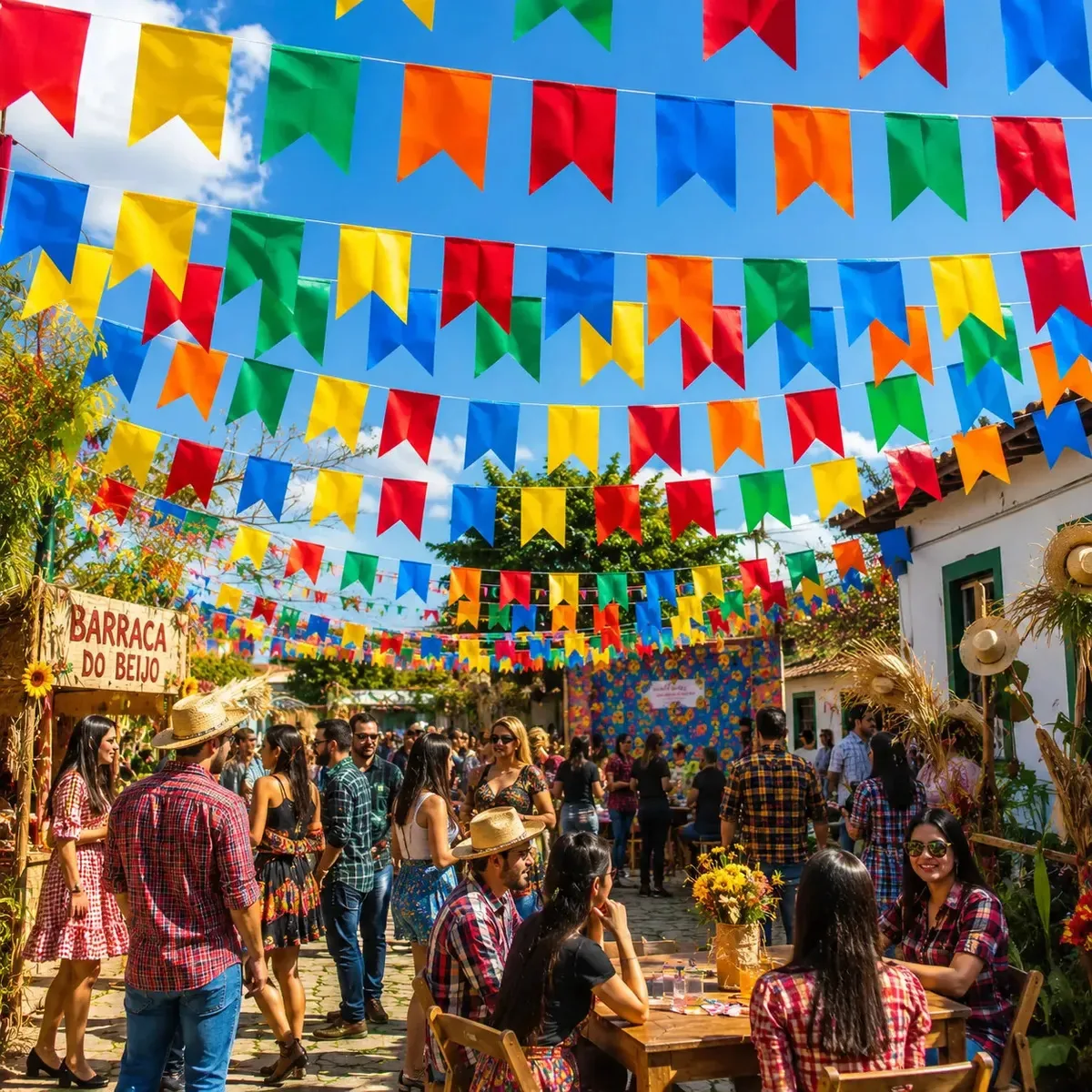 Bandeirinhas Festa Junina 200m Decoração Arraiá São João Colorido Festa Junina