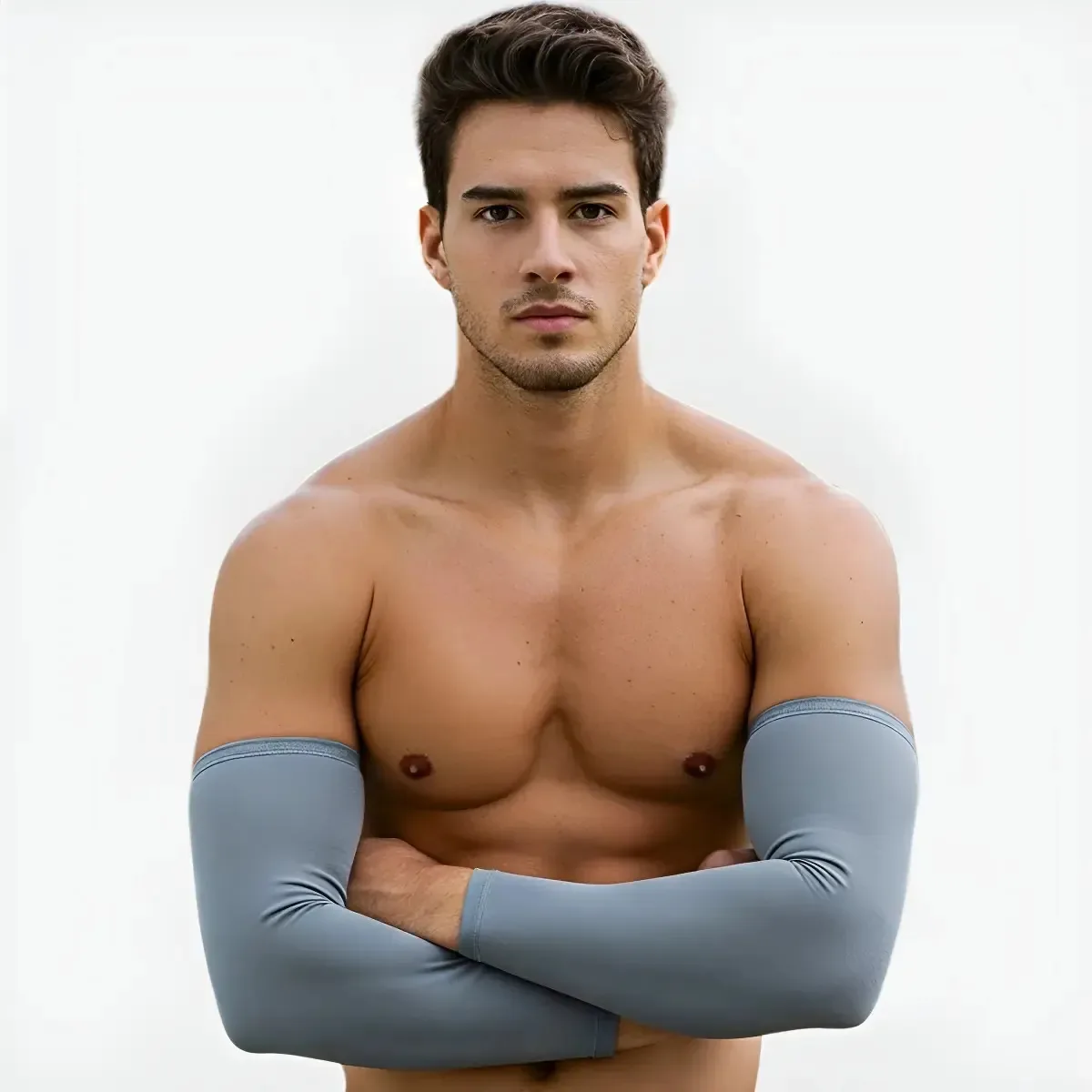Manguito Compressao Gamer Treino Proteção Para Esportivo Uv Cor Cinza Tamanho P