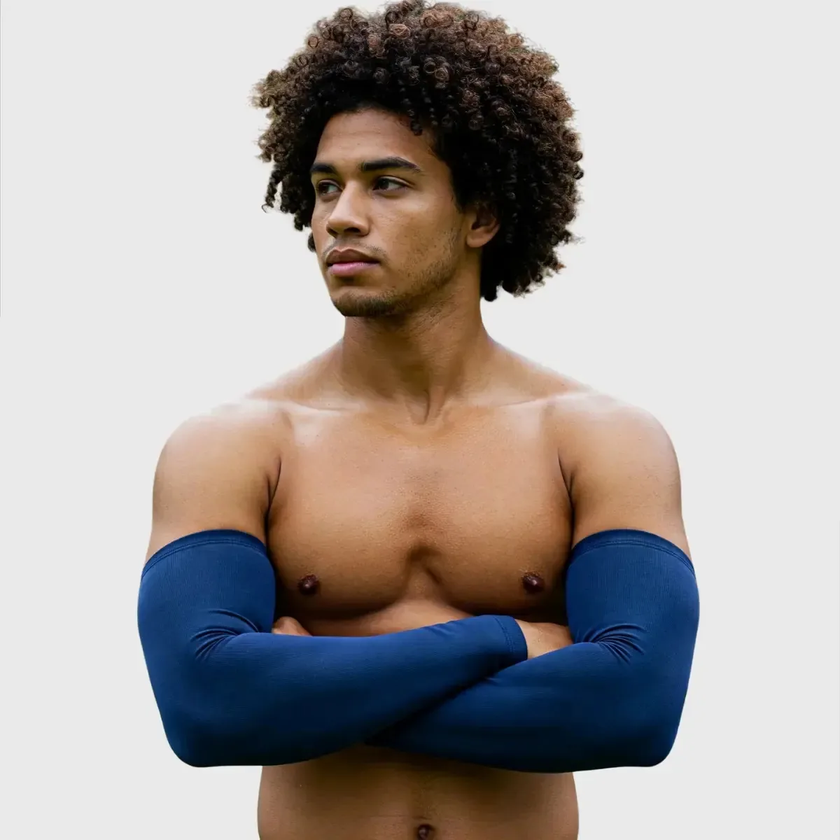 Manguito Compressao Gamer Treino Proteção Para Esportivo Uv Cor Marinho Tamanho M