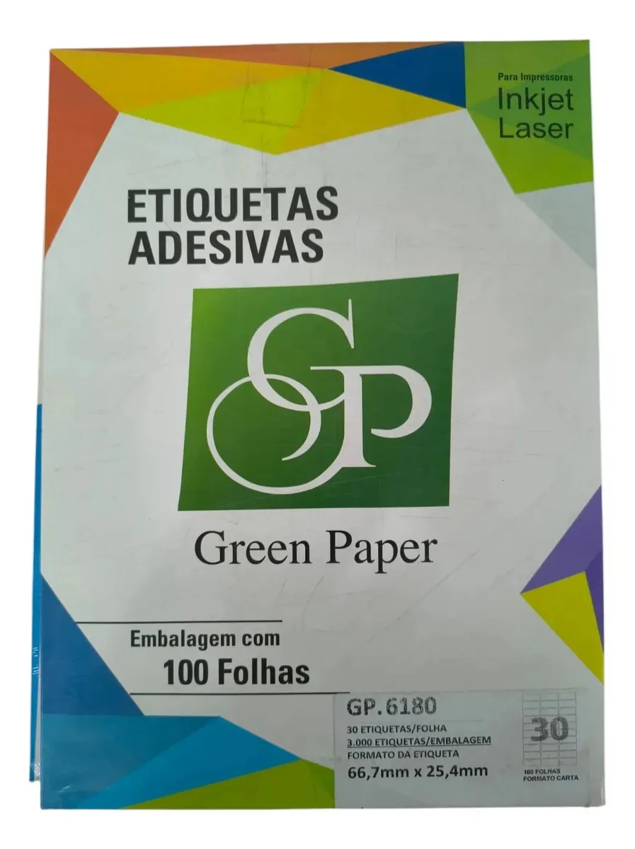 Etiquetas Adesivas Green Paper Inkjetlaser Branca