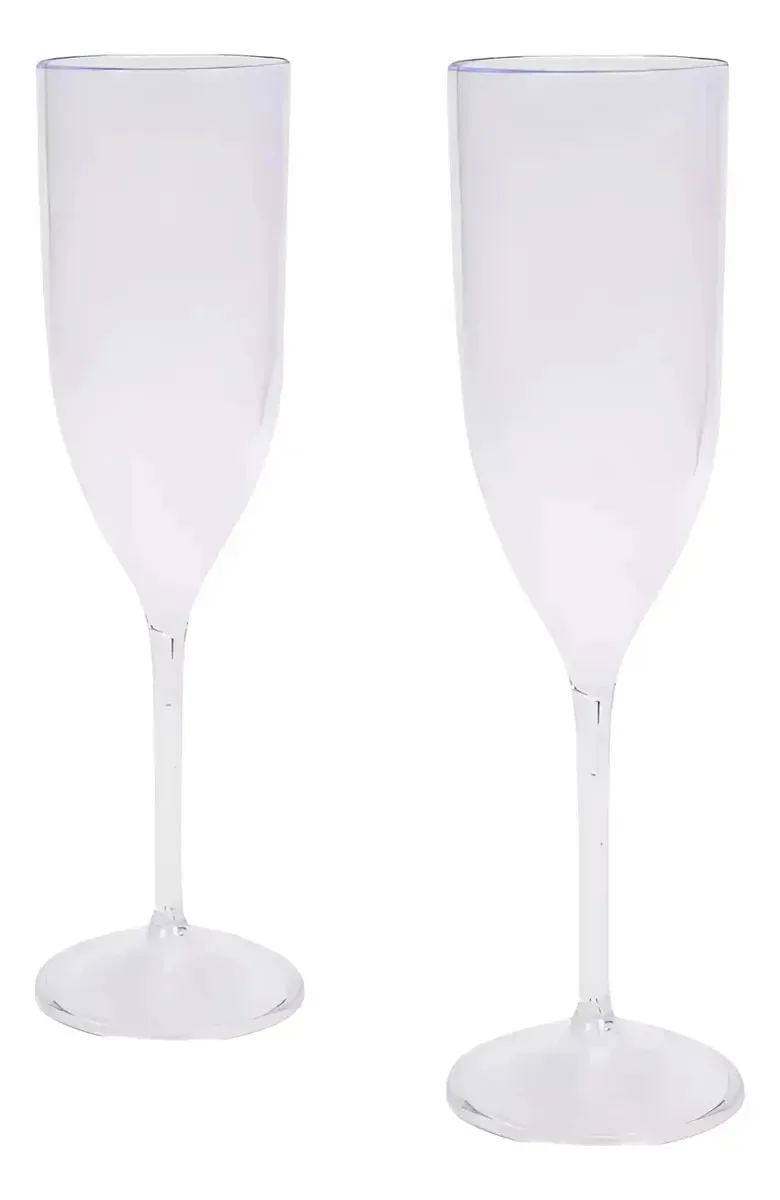 Kit 2 Taças Champanhe Espumante Acrílico 180ml Transparente