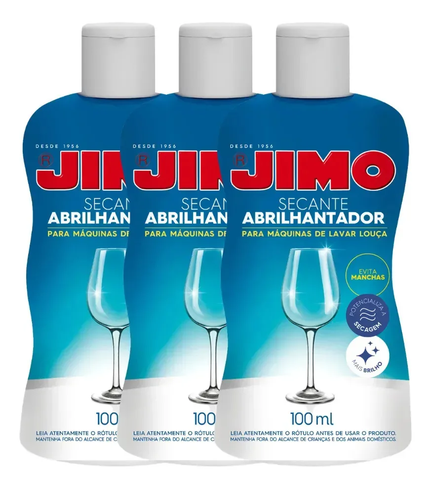 3 Secante Abrilhantador Para Máquina Lava-louças 100ml Jimo