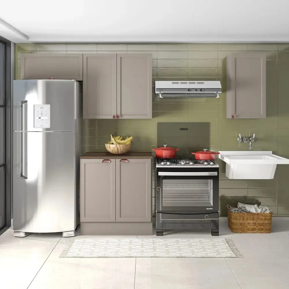 Composição Cozinha Olivia 4pc 6pt Tpo Poliman Móveis Gris