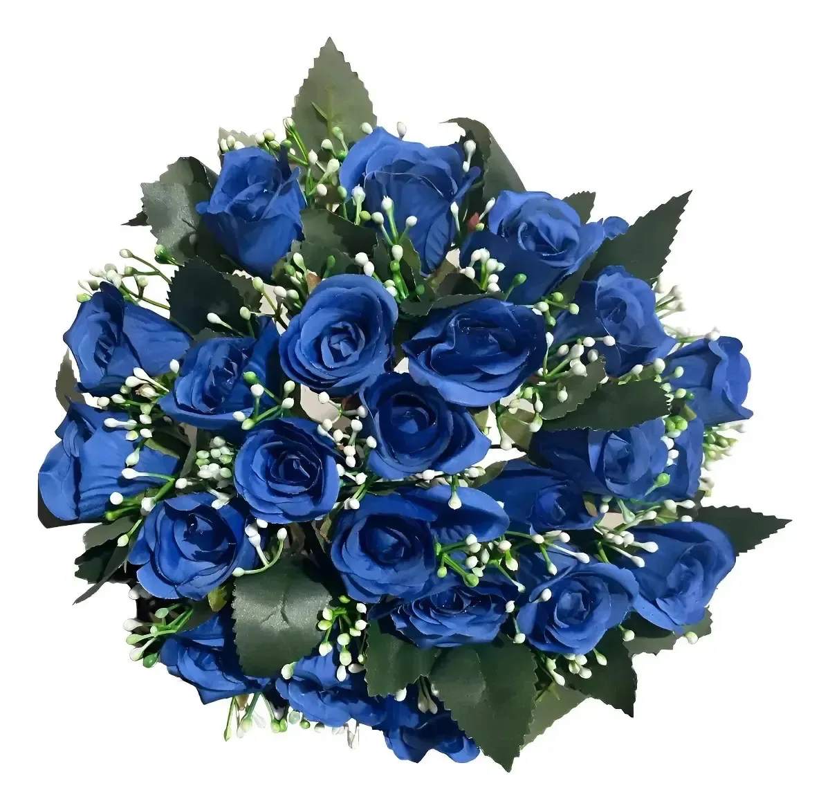 Buquê De Rosas Artificiais Vermelhas E Brancas Azul