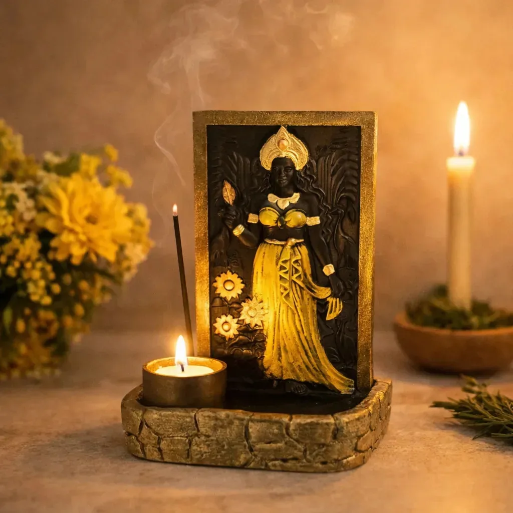 Incensário Orixá Oxum Porta Vela Altar Umbanda Porta Incenso Altar Orixá Oxum