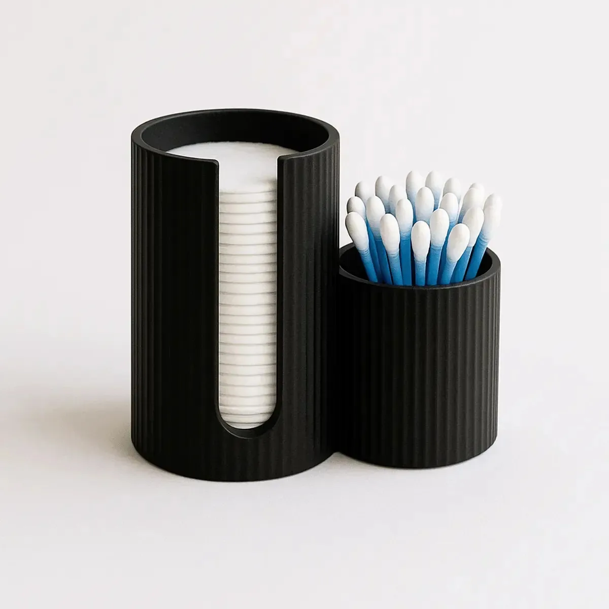 Porta Algodão Disco E Cotonetes Dispenser Duplo Pote Layerz Cor Preto