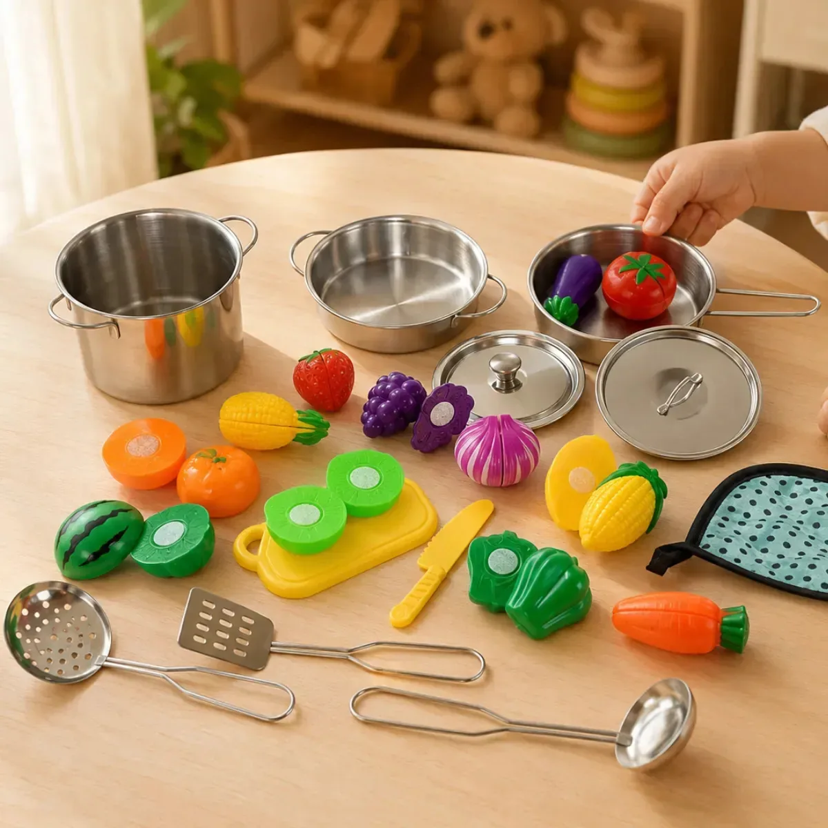 Jogo De Panelinhas Brinquedo Inox 18 Peças Kit Cozinha Inox