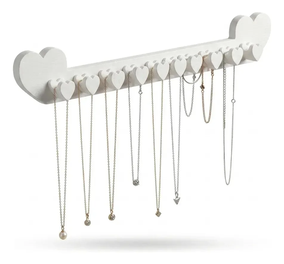 Organizador De Joias E Bijuterias Colar Anel Pulseira Branco