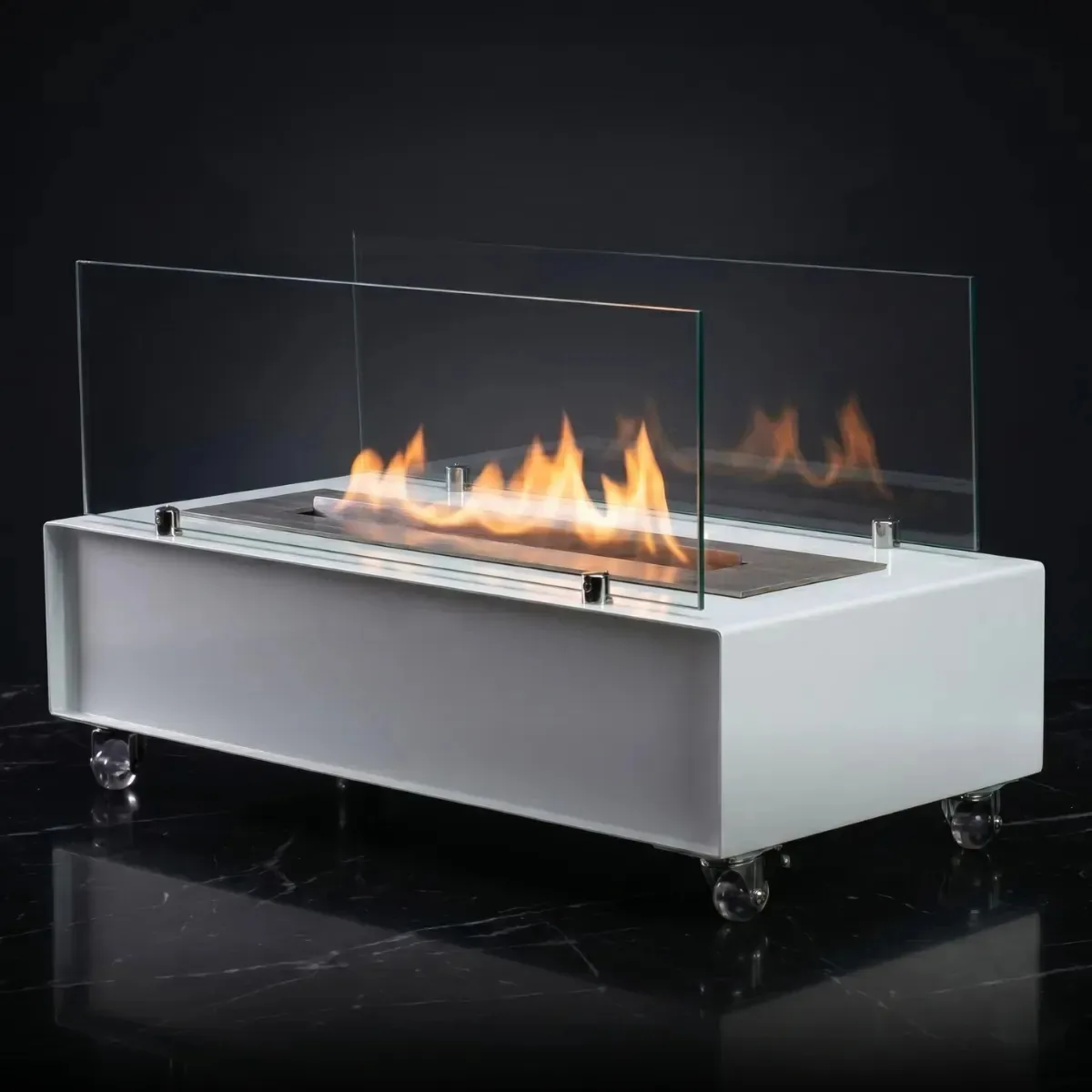 Lareira Ecológica Portátil Álcool Ou Etanol Aço Branca 60cm 2 L Branco