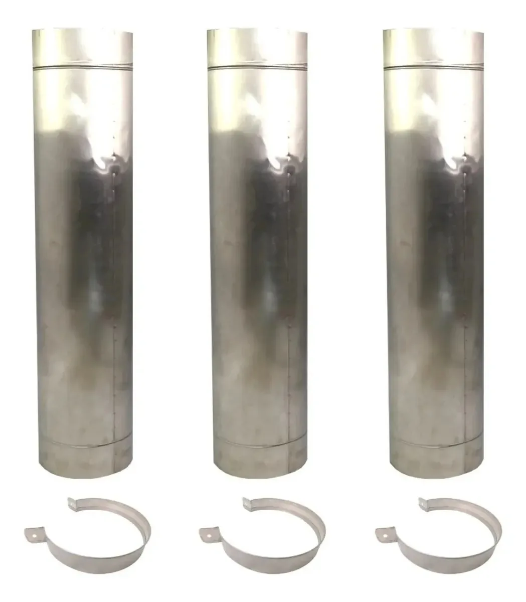 3 Dutos 200mm De Aço Inox 430 Chaminé Forno E Churrasqueira