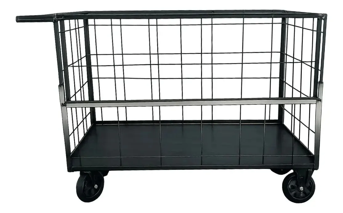 Carrinho Plataforma 5pol Roda C/ Assoalho Chapa 300 Kg Preto Preto