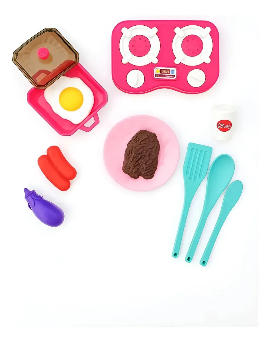 Kit Panelinhas Fogão Comidinhas Brinquedo Infantil Cozinha Rosa