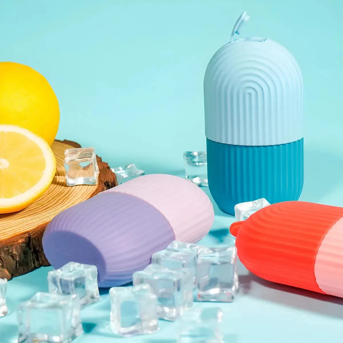 Massageador tipo rolo LU Rolo facial Gelo em silicone aleatorias/sortidas