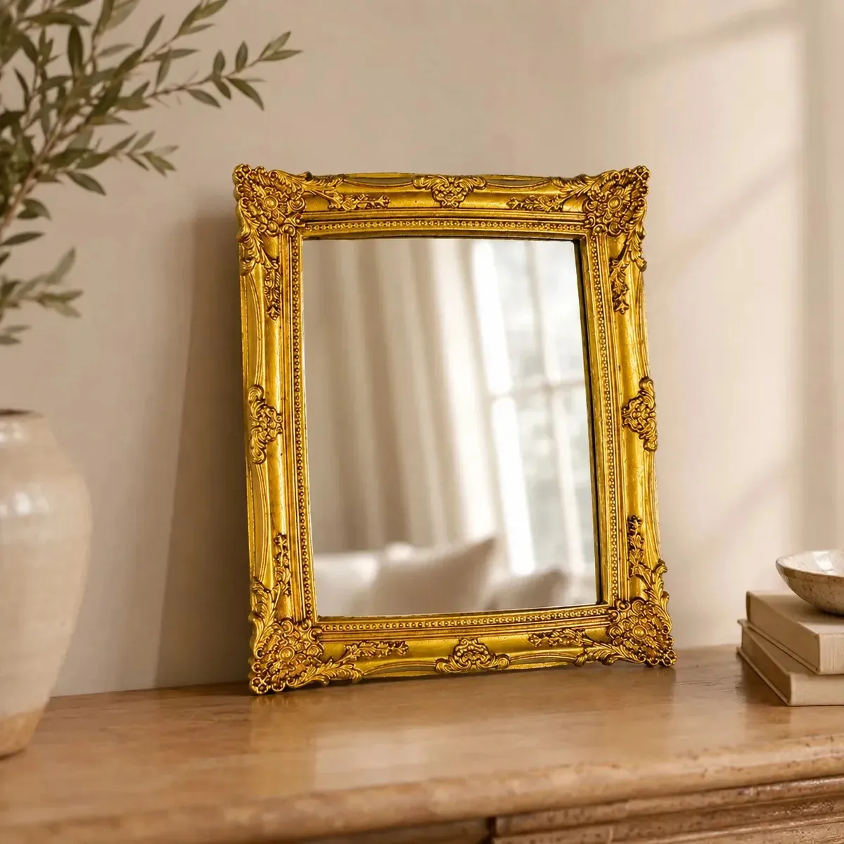 Espelho Decorativo Loja Banheiro Casa Presente Dourado