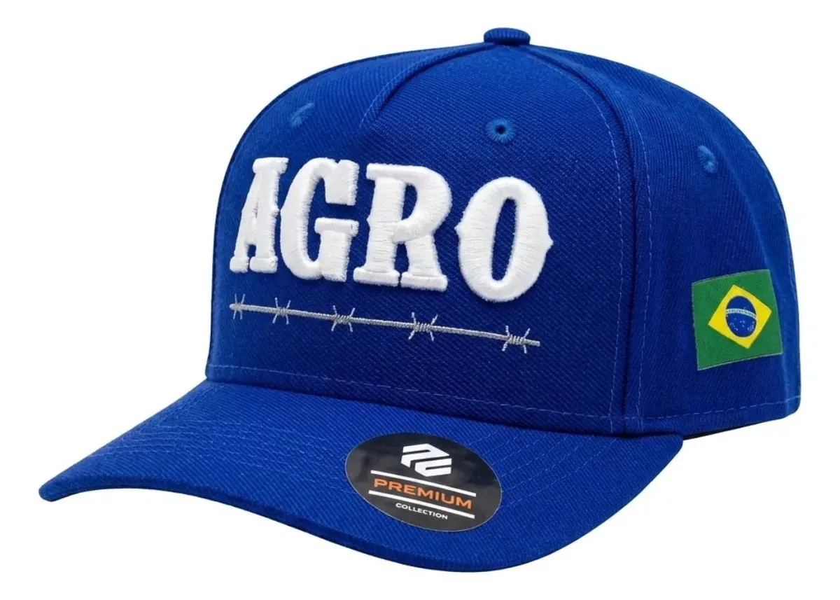 Boné Brasil Bandeira Copa Aba Curvada Ajustável Amarelo Azul Un Agro