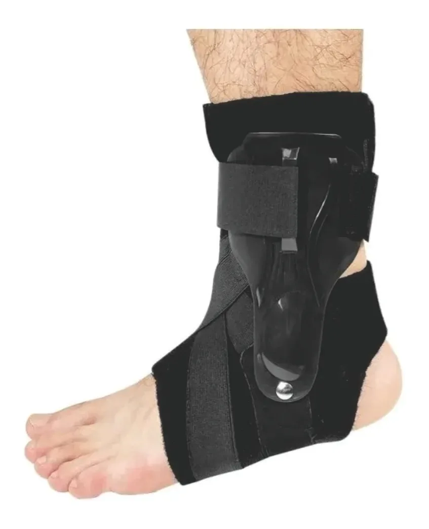 Estabilizador De Tornozelo Talas Laterais Neoprene Bandagem Preto M