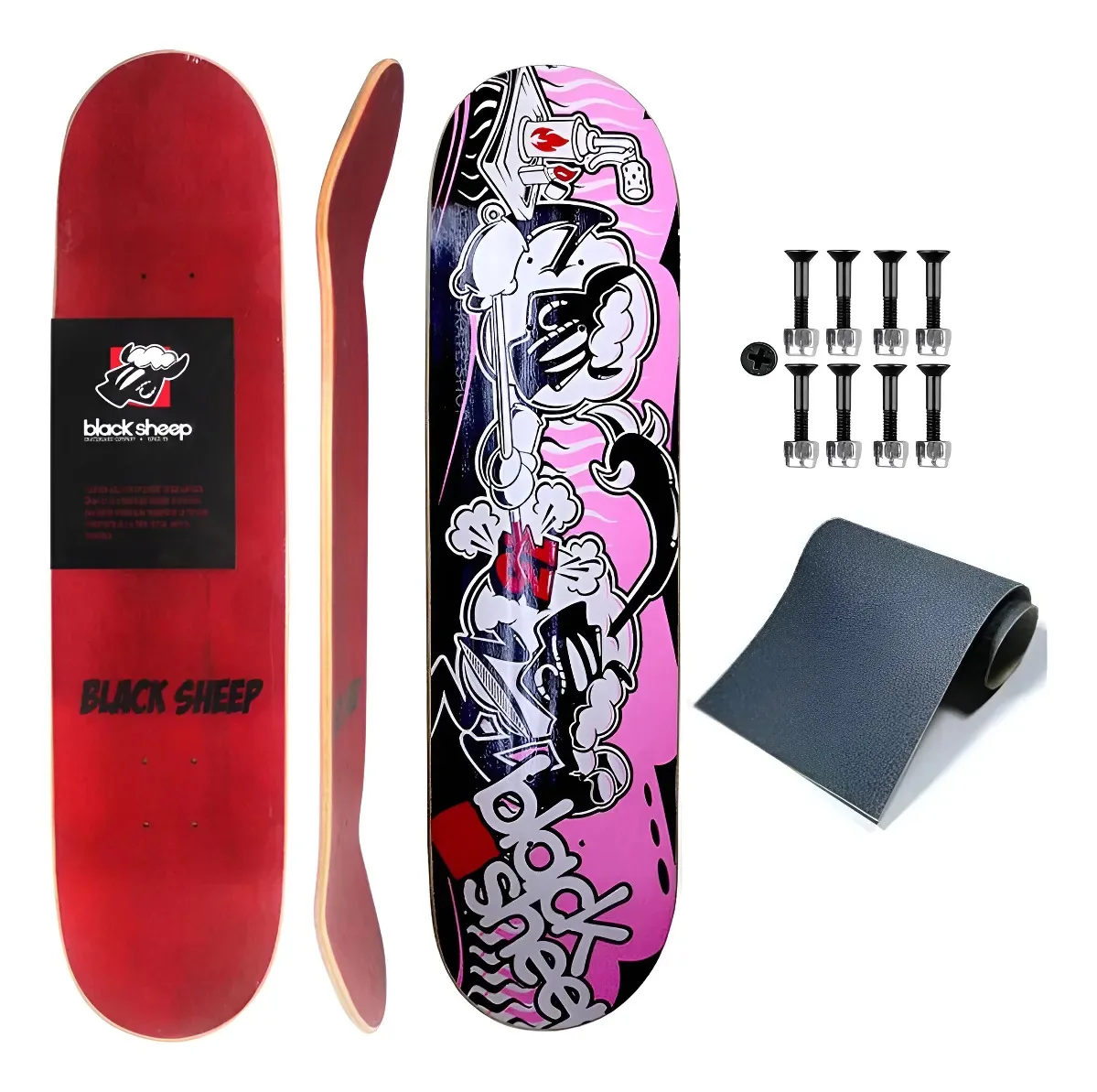 Shape Skate Black Sheep 8.0 Marfim Qualidade + Lixa Cor Rosa