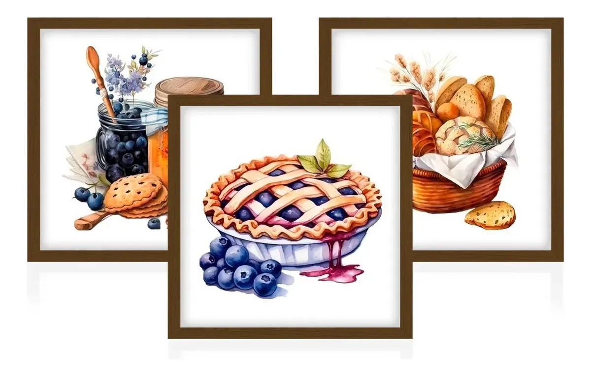 Quadros Decorativo 18x18 Cm Para Confeitaria Doces Com Vidro Marrom