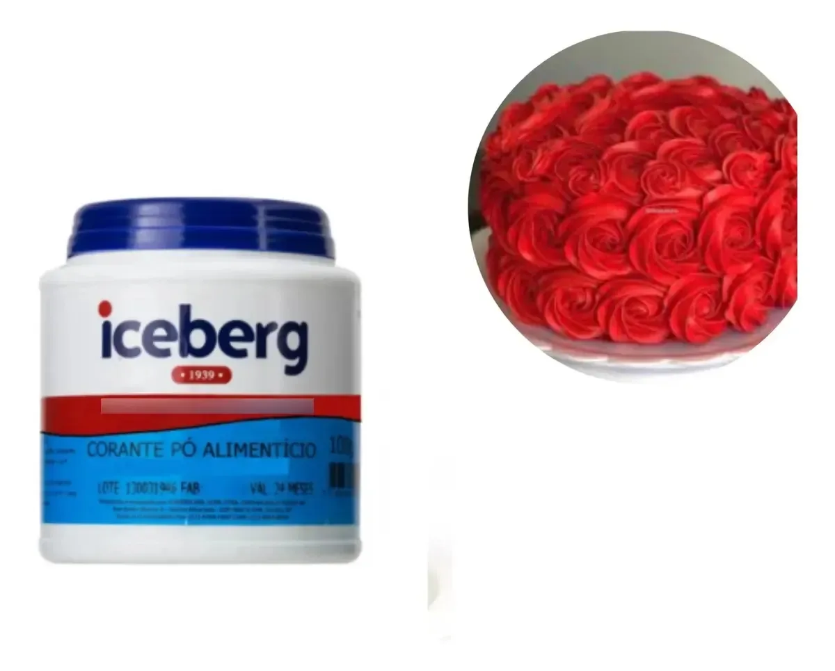 Corante Para Doces E Pipocas Vermelho Morango 100gr Iceberg Vermelho Morango