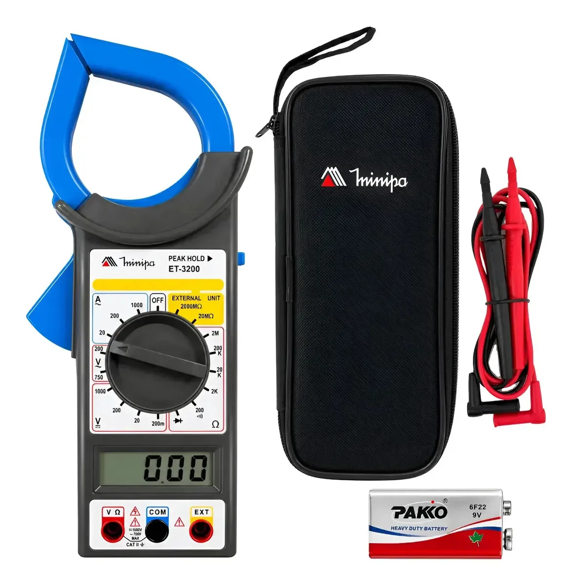 Alicate Amperímetro Display Digital Profissional Minipa Et-3200 1000a 1000v Peak Hold