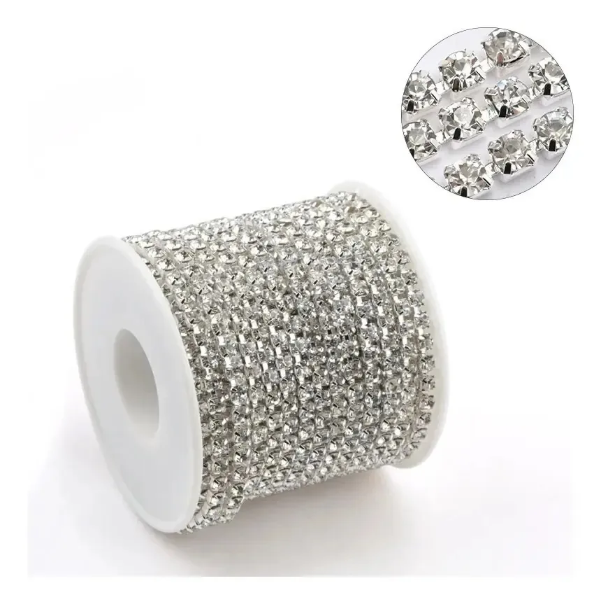 Strass Em Metro Corrente Rolo Com 5mts Ss10 Prata