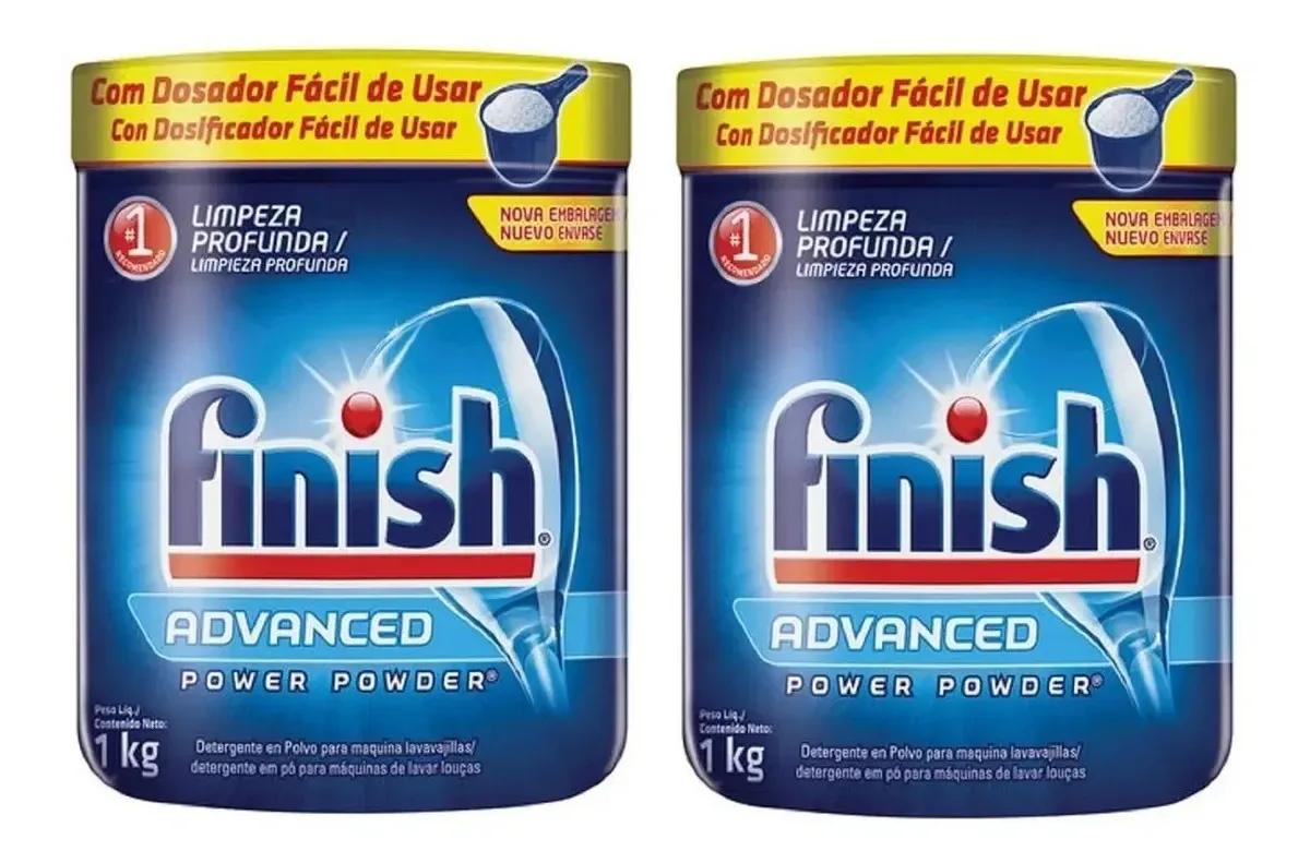 Kit 2 Detergentes Em Pó Finish Máquina Lava Louças 1 Kilo