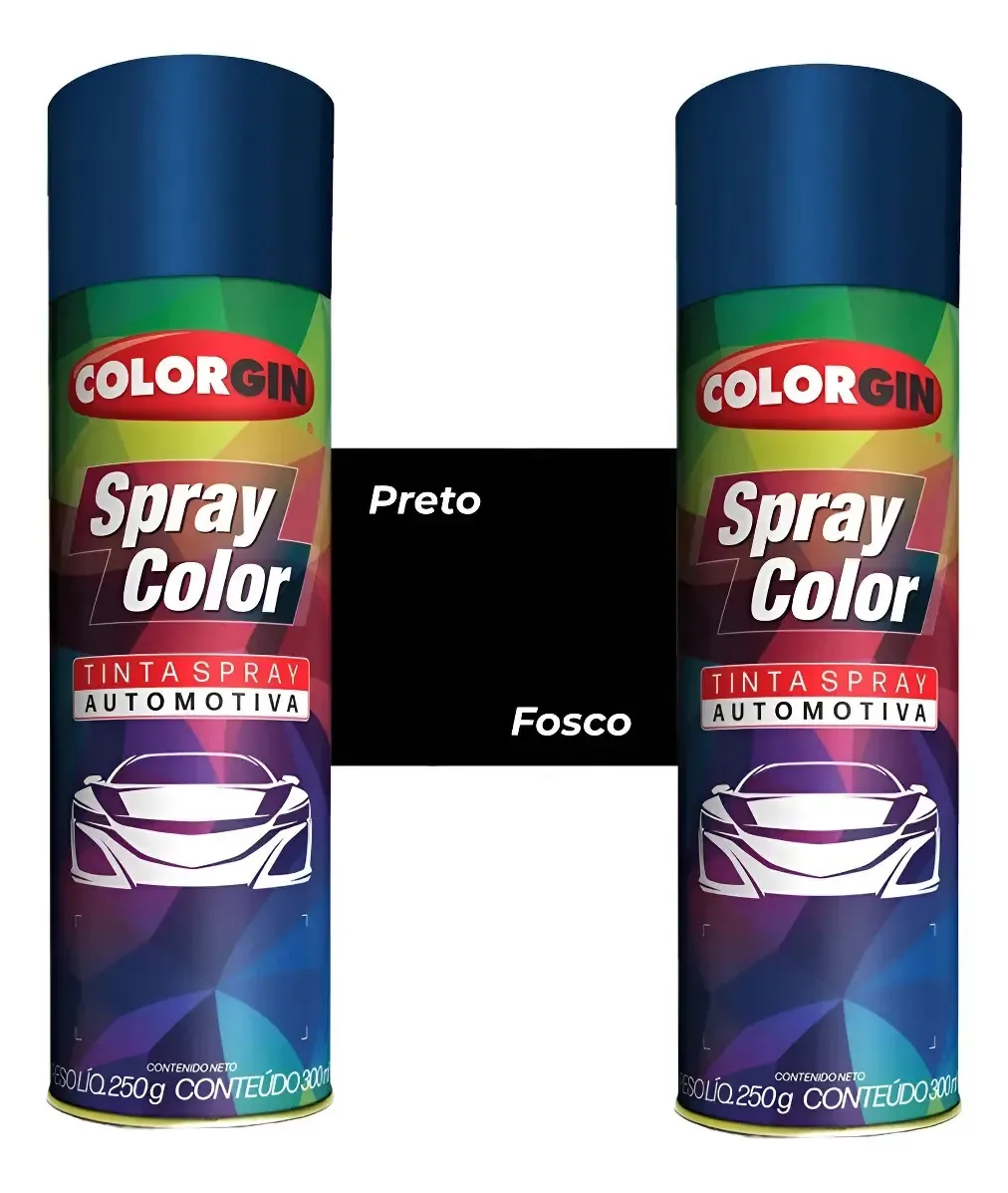 Kit 2 Sprays Automotivos Colorgin Fosco Preto para Carro 300ml
