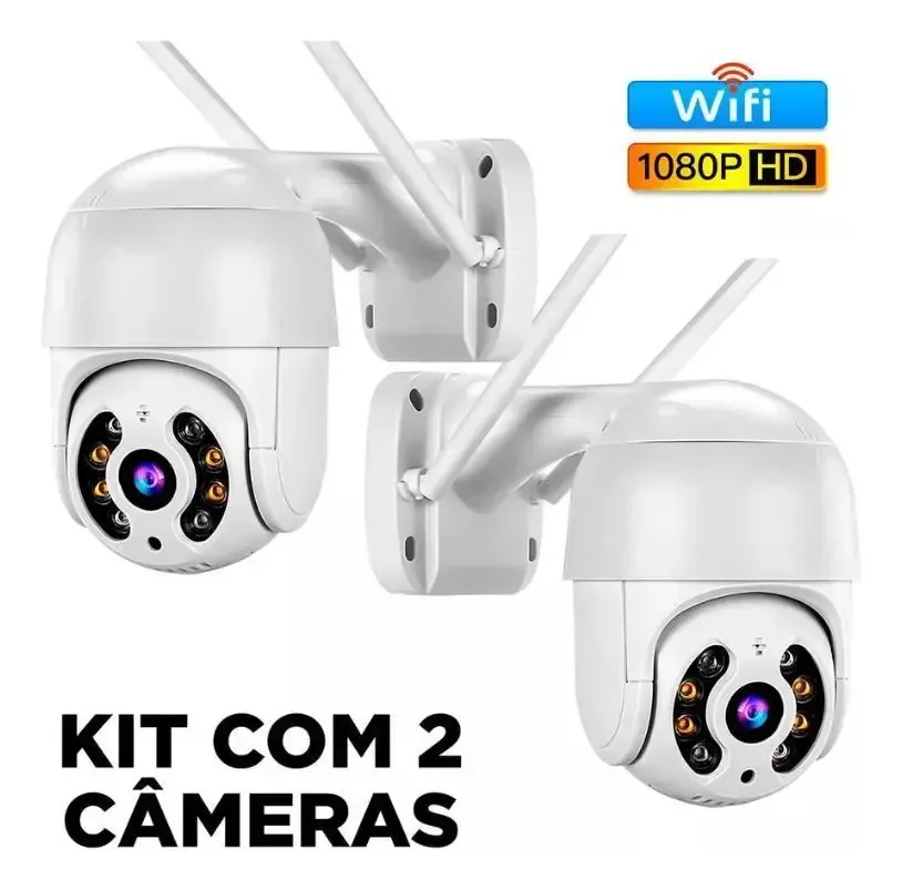 Kit 2 Câmera Segurança Wifi Ip Prova Dágua Infravermelho