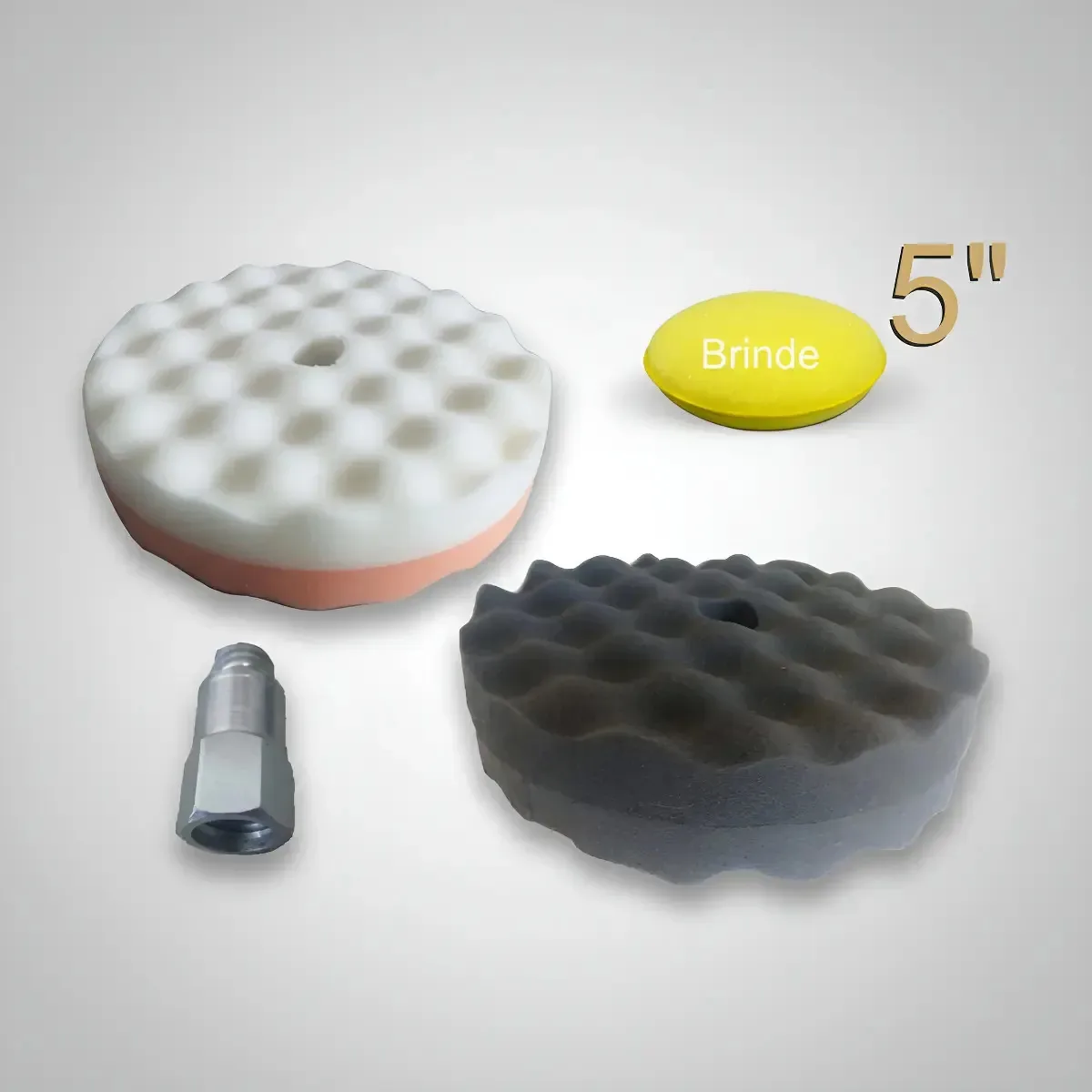 Kit Boinas Dupla Face Mista Espuma 5 Polegadas + Adaptador