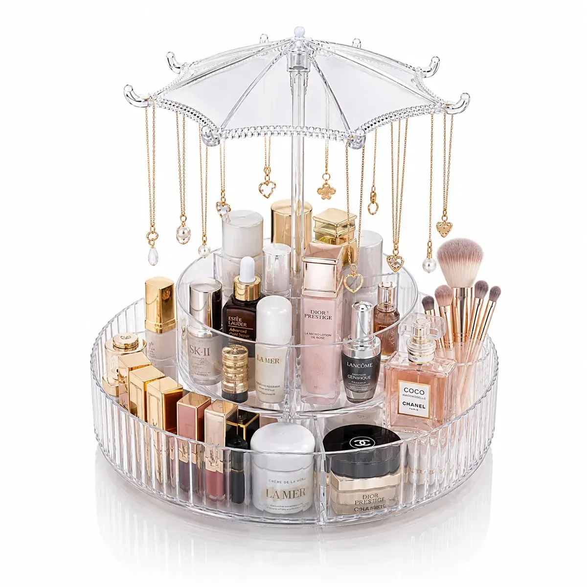 EPS-5305 Organizador porta maquiagem cosméticos pulseiras e colares giratório 360°
