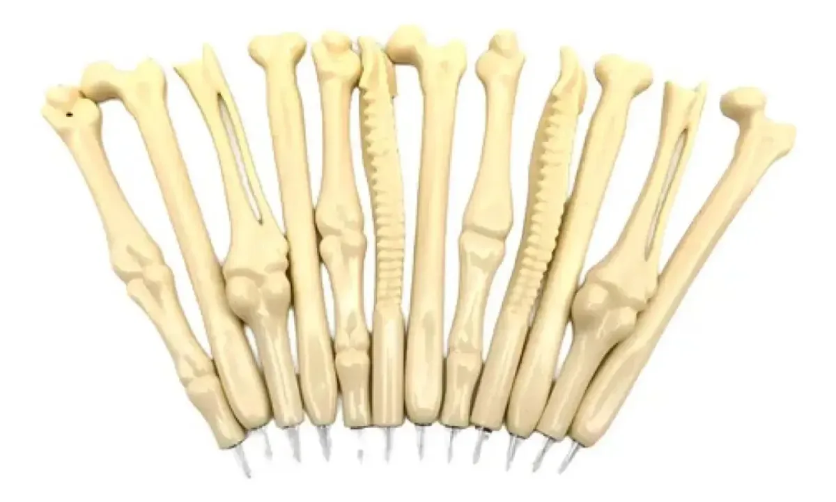 Kit 10 Canetas Ossos Para Médico Caneta Preto