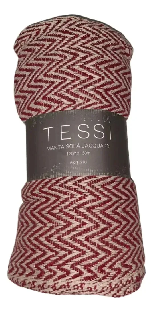 Xale Manta Sofá Jacquard Cinza Liso 3,50mx1,40m Cor Vermelho