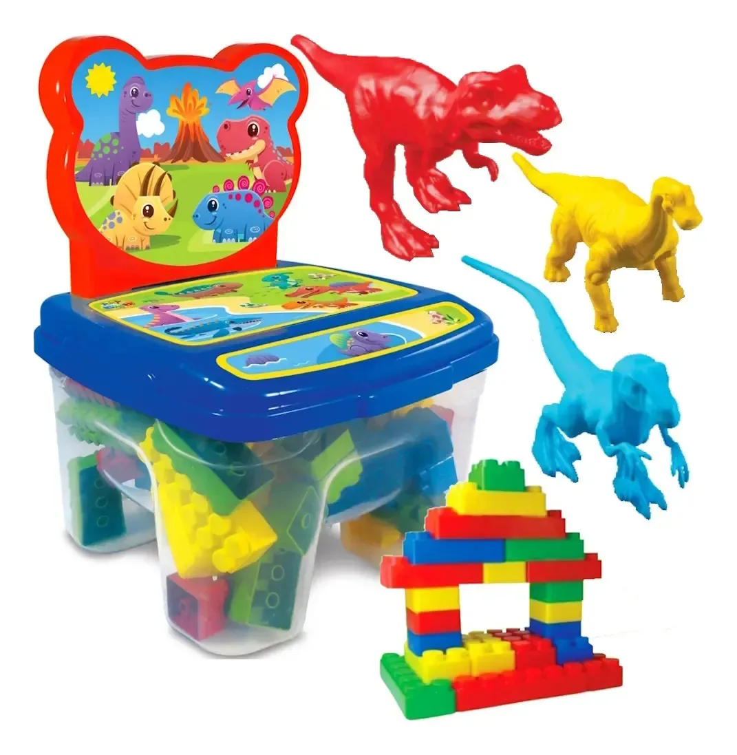 Blocos de Montar Dinossauros Cadeira com 24 Peças de Ggb Brinquedos