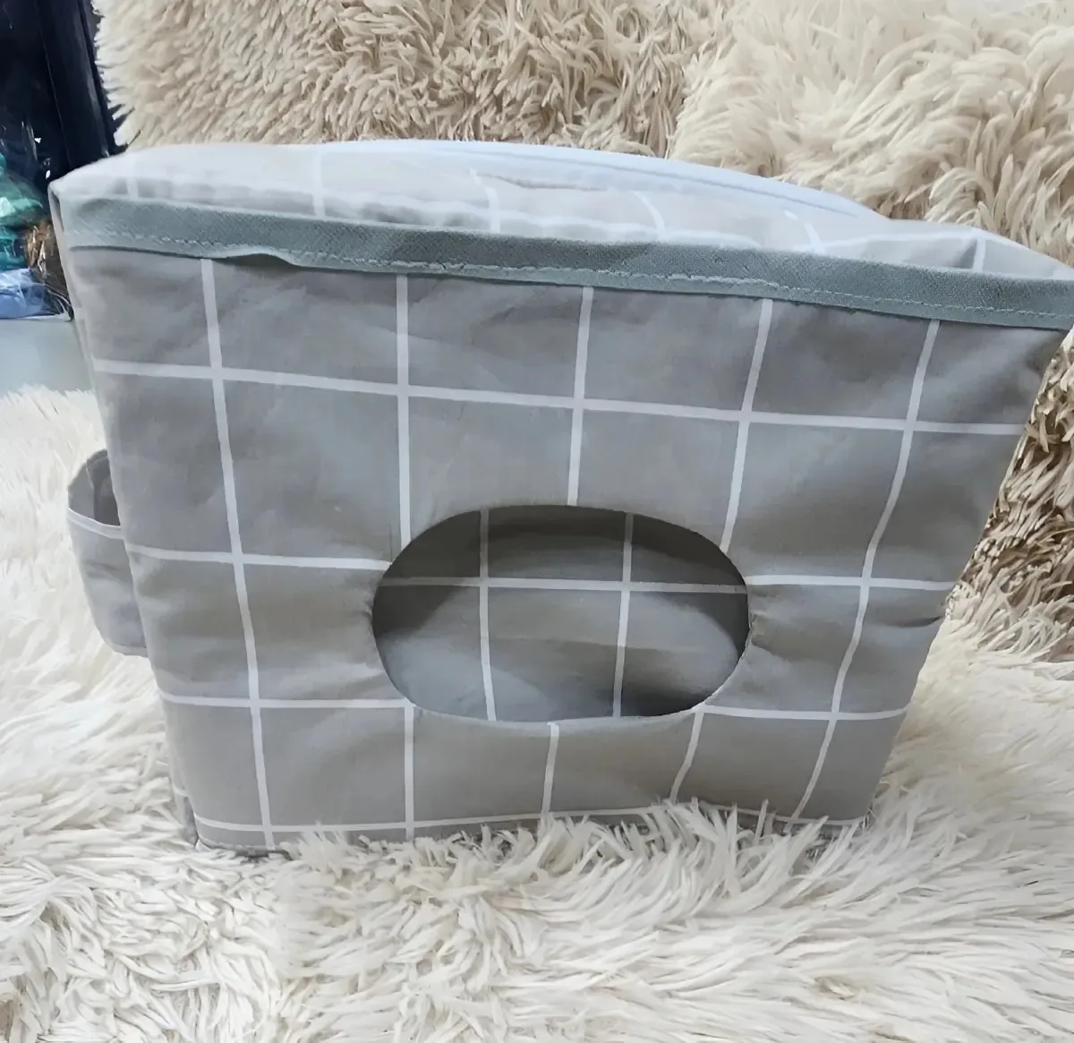Necessaire Porta Fraldas E Lenço Umedecido De Bolsa Cor Grid Cinza
