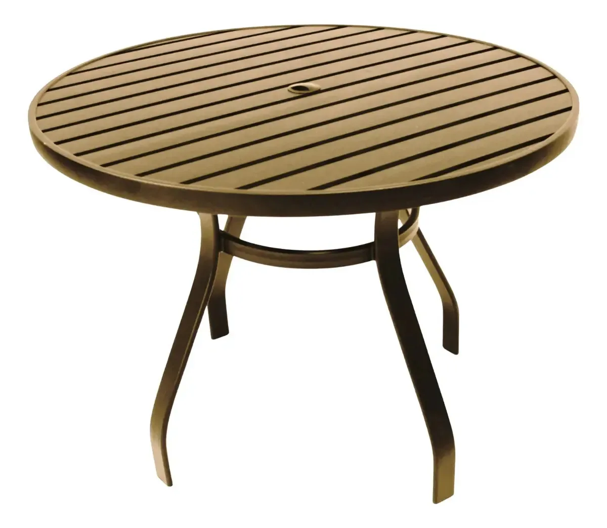 Mesa Redonda Alumínio 120cm Área Lazer Piscina Jardim Jantar Cor Cáqui